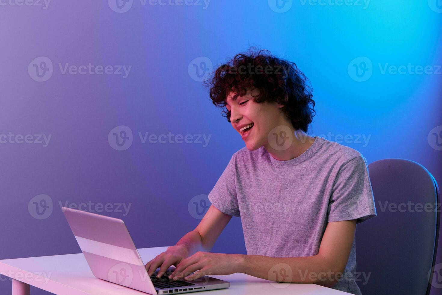 curly guy online games positive fun Internet isolated background photo