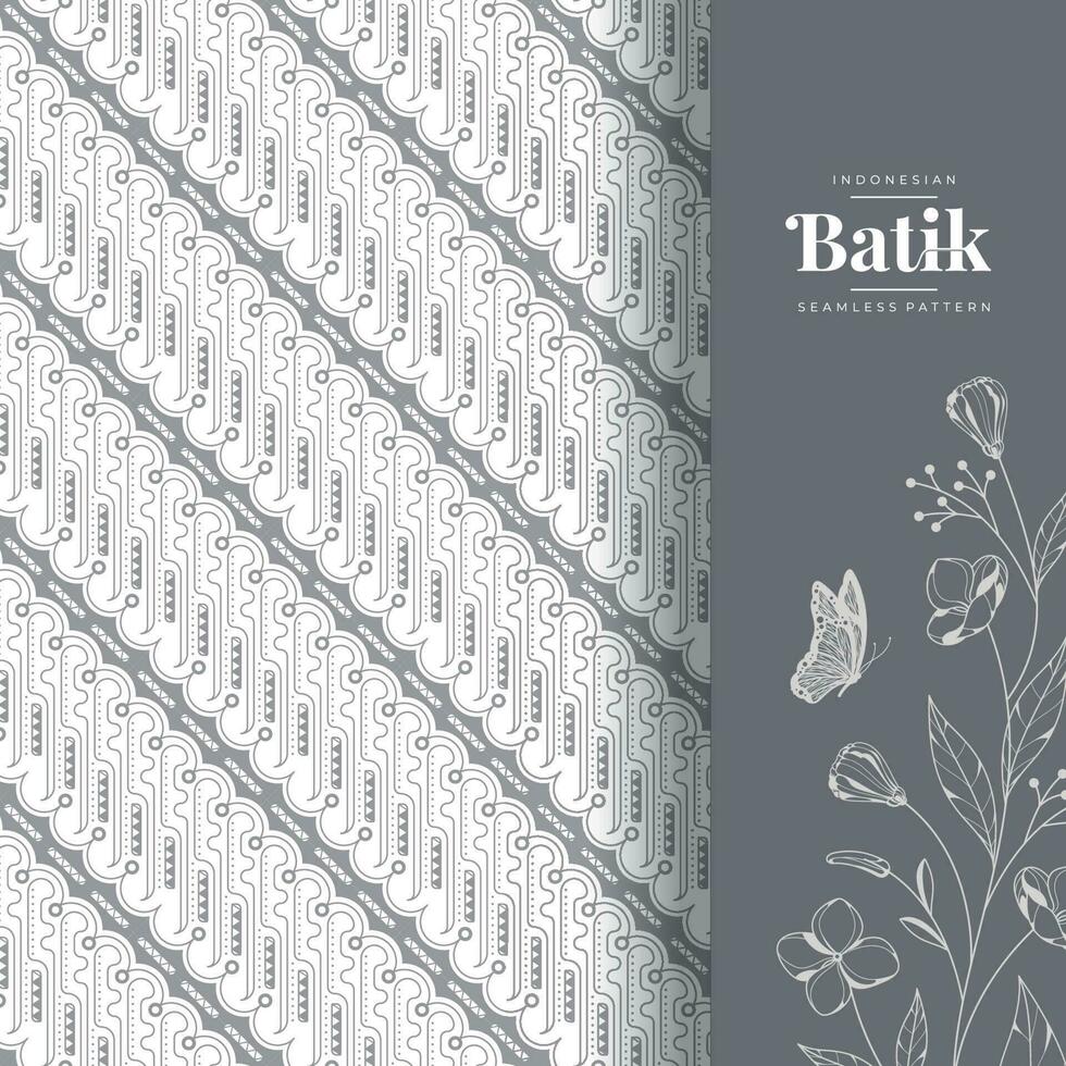 grayscale batik seamless pattern art illustration vector