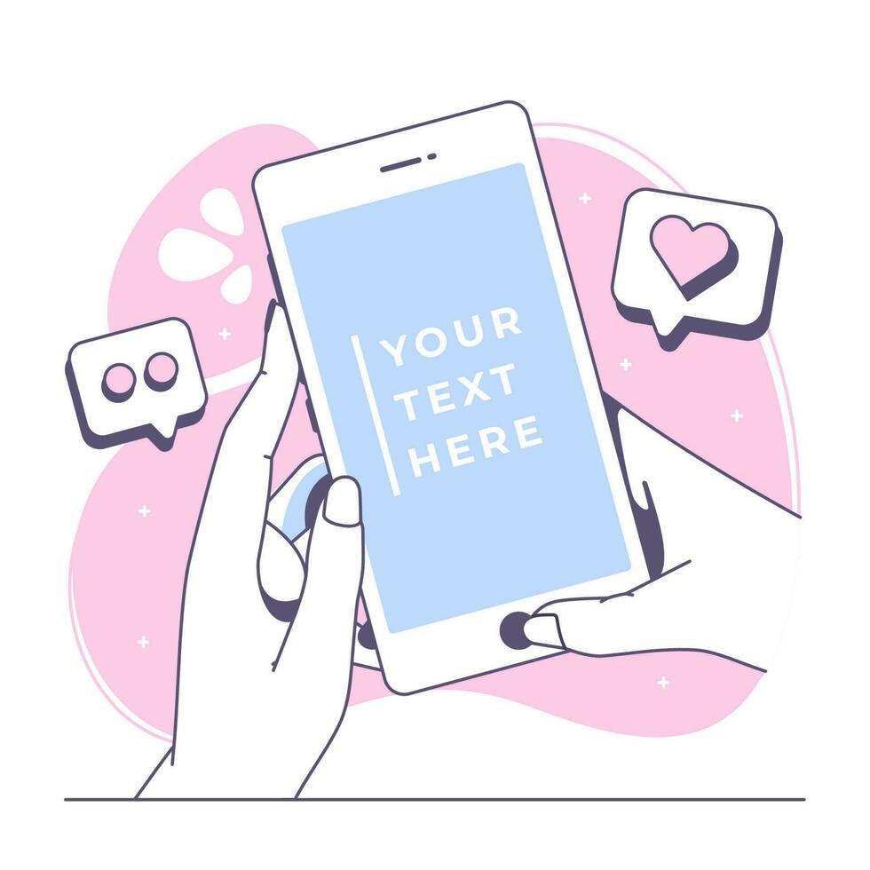 smartphone mock up cartoon illustration vector
