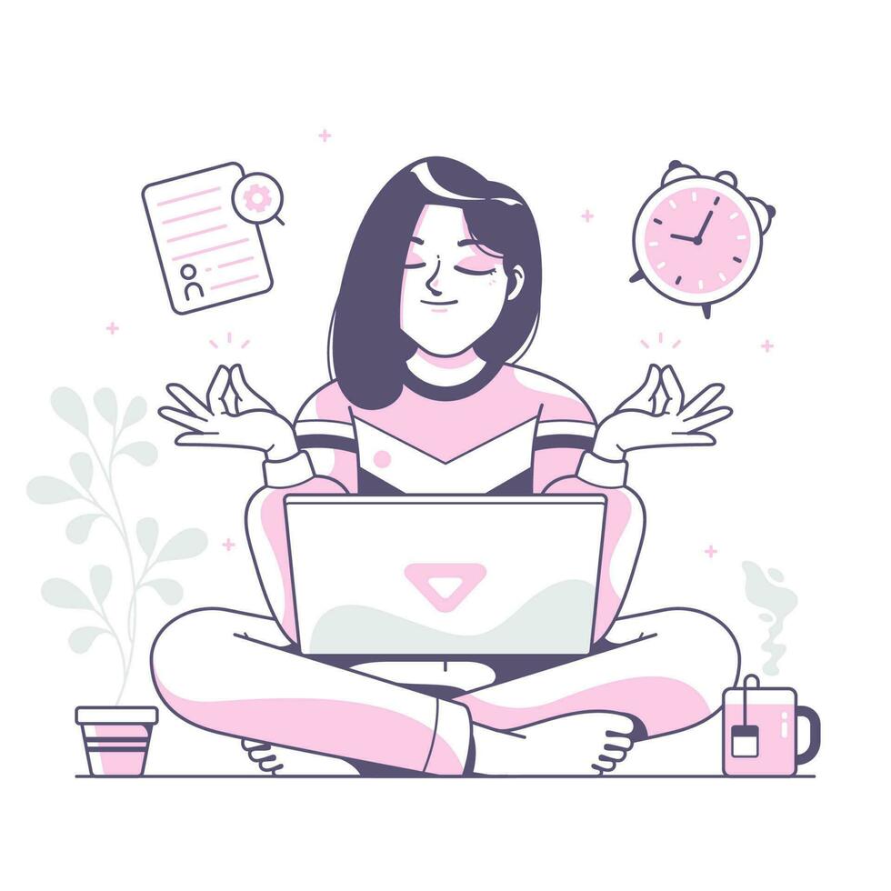 freelance worker cartoon illustration design vector