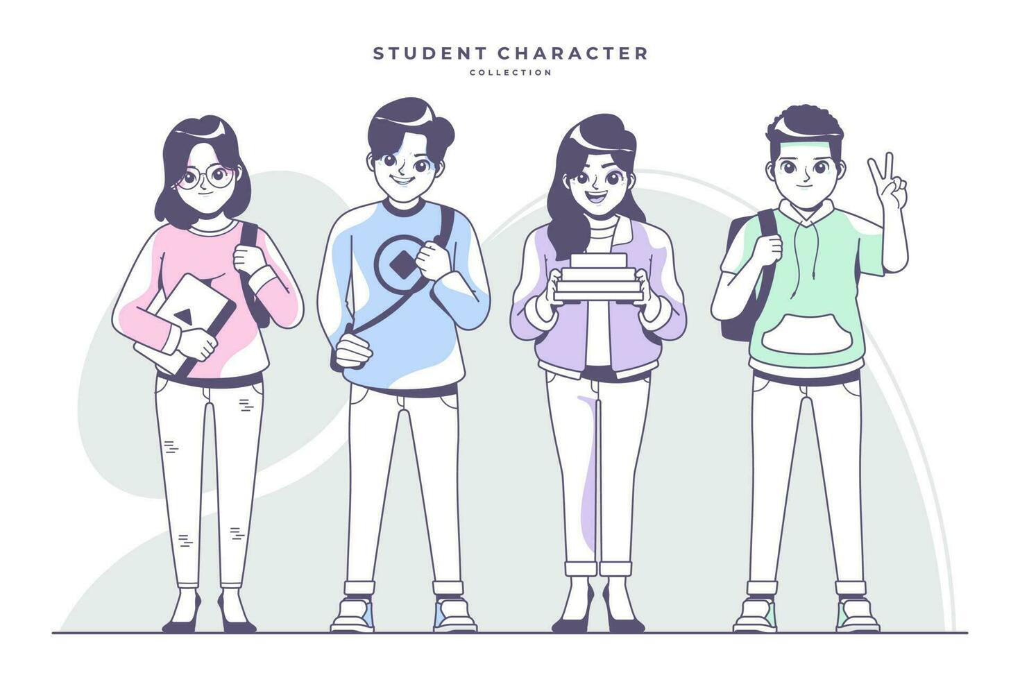 estudiante personaje colección ilustración diseño vector