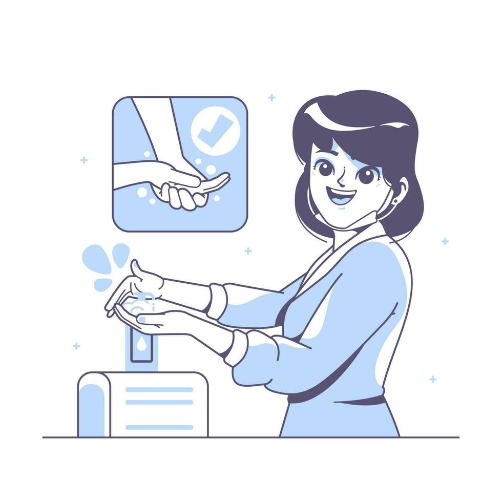 washing hands cartoon illustration design vector