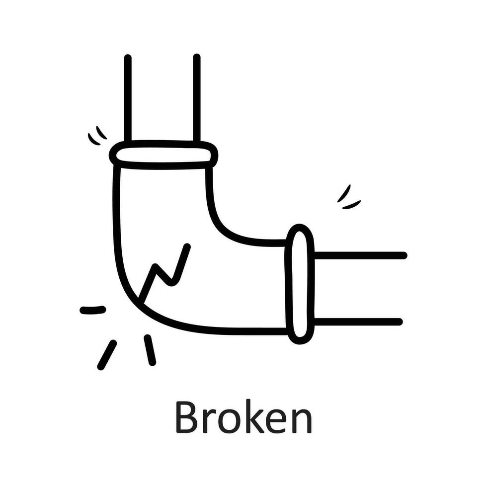 Broken vector outline Icon Design illustration. Household Symbol on White background EPS 10 File