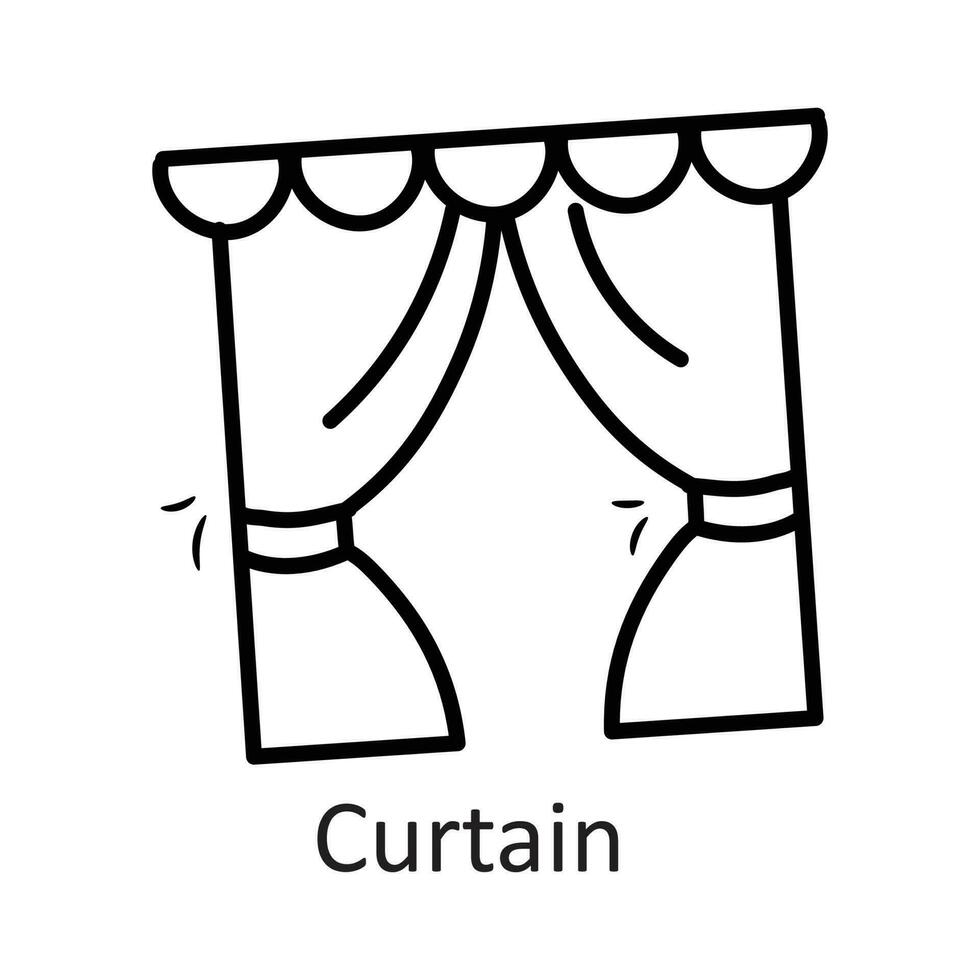 Curtain vector outline Icon Design illustration. Household Symbol on White background EPS 10 File