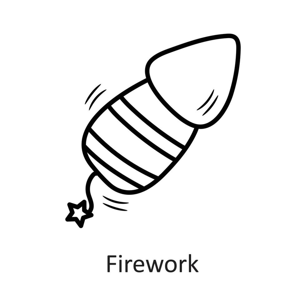 Fuegos artificiales vector contorno icono diseño ilustración. nuevo año símbolo en blanco antecedentes eps 10 archivo