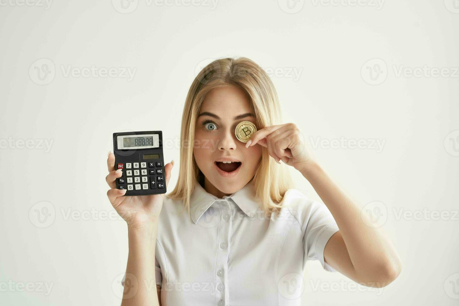 Businesswoman in a white shirt with a folder in hand technologies photo