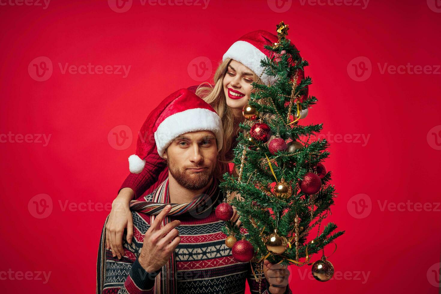 cheerful young couple christmas holiday together lifestyle photo