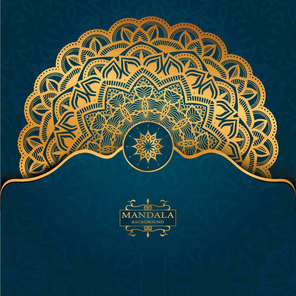 Luxury ornamental mandala background in gold color vector