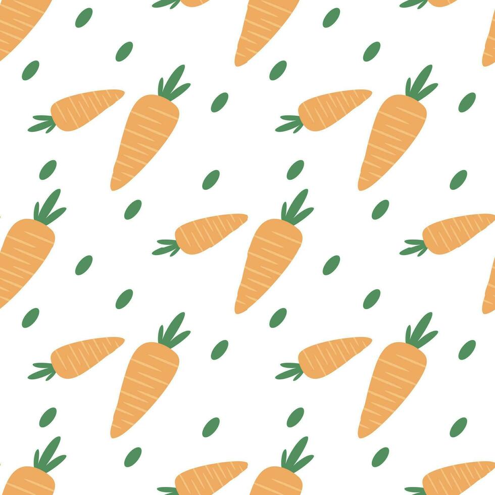 Carrot cartoon seamless pattern. Vegetable, healthy vegan food wallpaper. Design for fabric, textile print, wrapping paper. vector