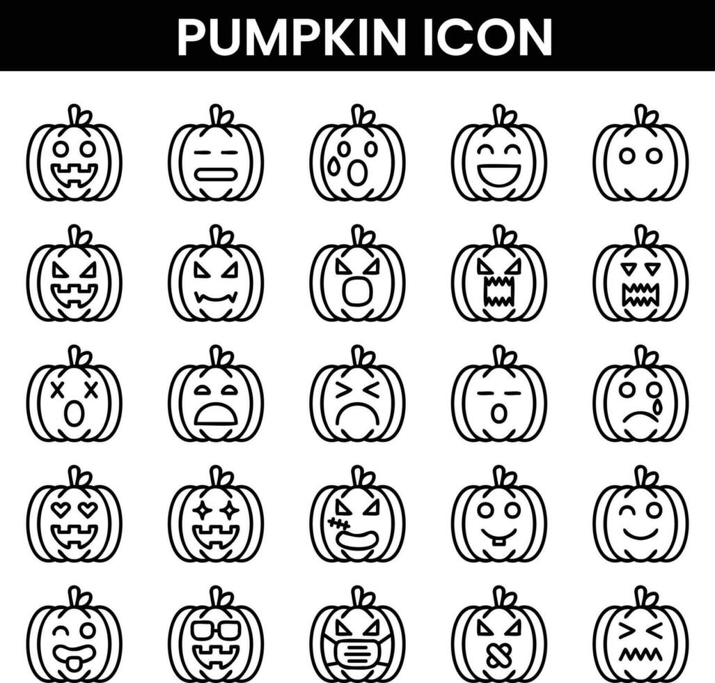 PUMPKIN OUTLINE ICON vector