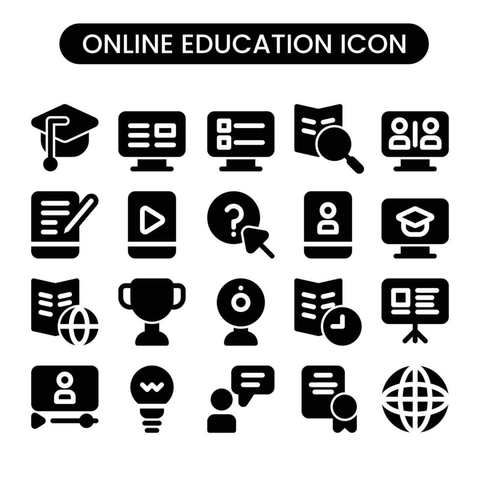 conjunto de iconos de educación en línea vector