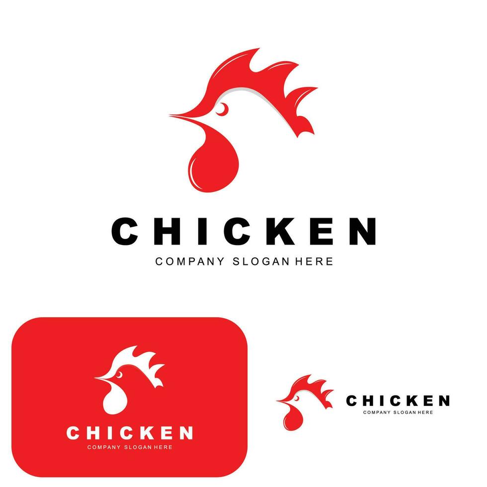 logotipo de pollo, vector de animales de granja, diseño para granja de pollos, restaurante de pollo frito, cafetería
