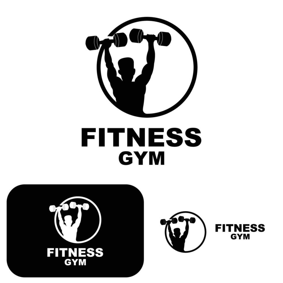 Gym Logo, Fitness Logo Vector, Design Suitable For Fitness, Sports Equipment, Body Health, Body Supplement Product Brands vector