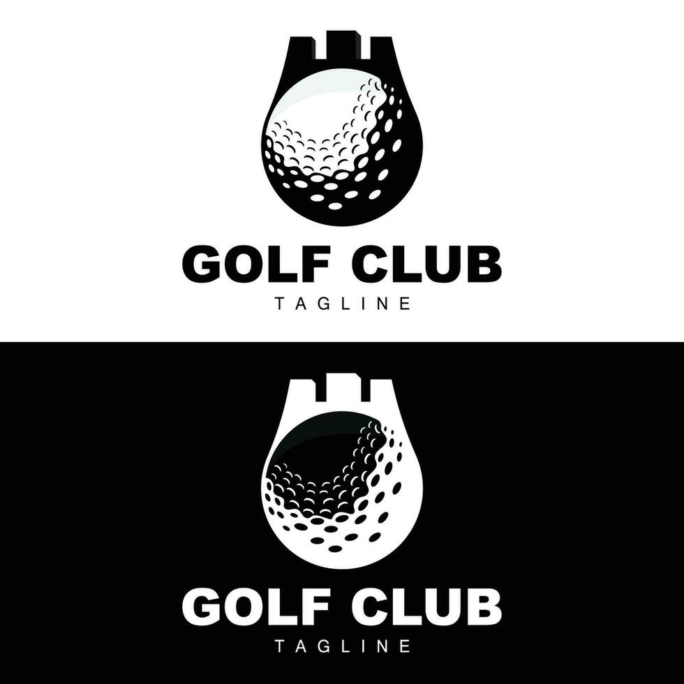 logotipo de pelota de golf, golf de palo vectorial. juego de deportes al aire libre, diseño de disciplina, plantilla de icono vector