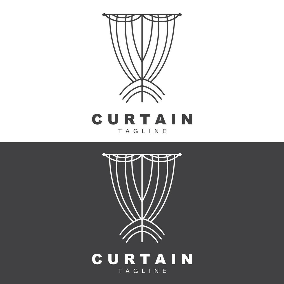 Home And Exhibition Curtain Logo Design, Building Decoration Vector Illustration