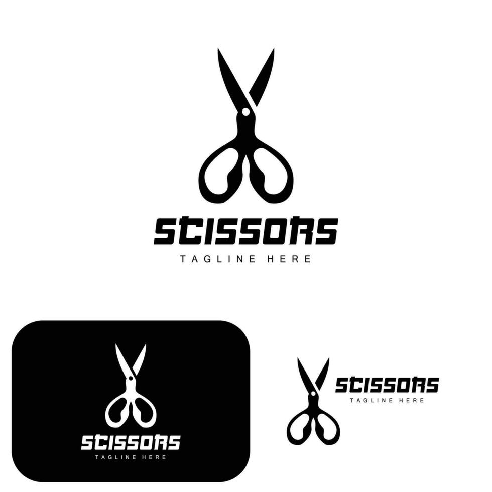 Scissors Logo, Cutting Tools Vector, Barbershop Razor Scissors Simple Design, Illustration Template Icon vector