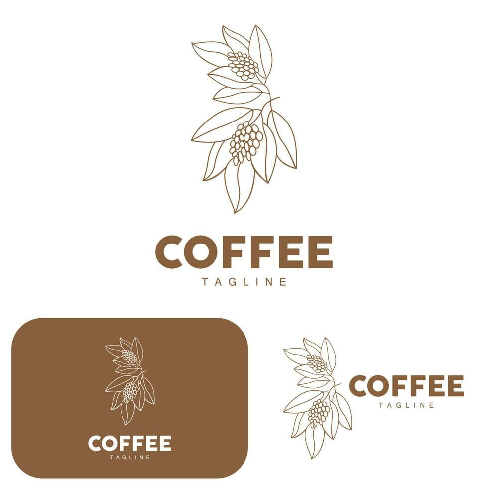 Coffee Logo, Coffee Tree Design, Cafe Drink Vector, Icon Brand Illustration Symbol vector