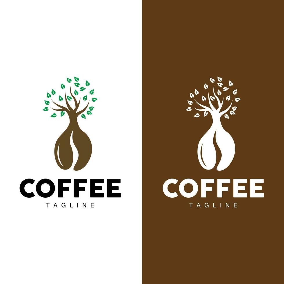 Coffee Logo, Coffee Tree Design, Cafe Drink Vector, Icon Brand Illustration Symbol vector