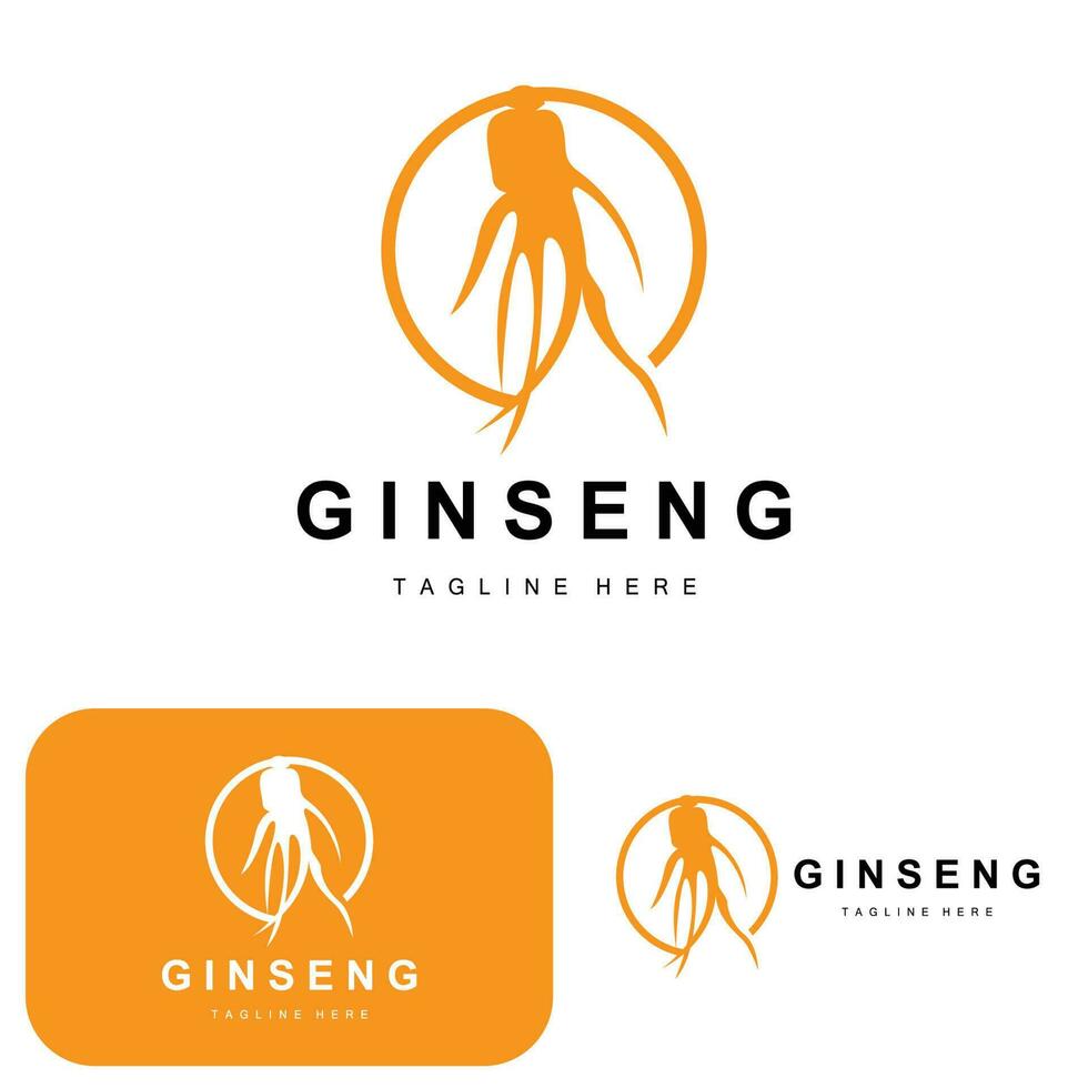 Ginseng Logo, Herbal Plant Vector, Natural Herbal Medicine, Ginseng Herbal Drink Icon vector