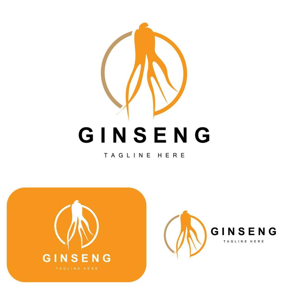 ginseng logo, herbario planta vector, natural herbario medicamento, ginseng herbario bebida icono vector