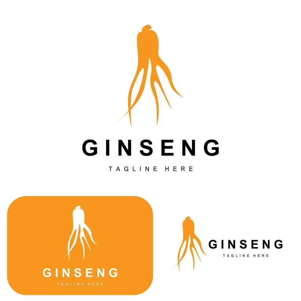 Ginseng Logo, Herbal Plant Vector, Natural Herbal Medicine, Ginseng Herbal Drink Icon vector