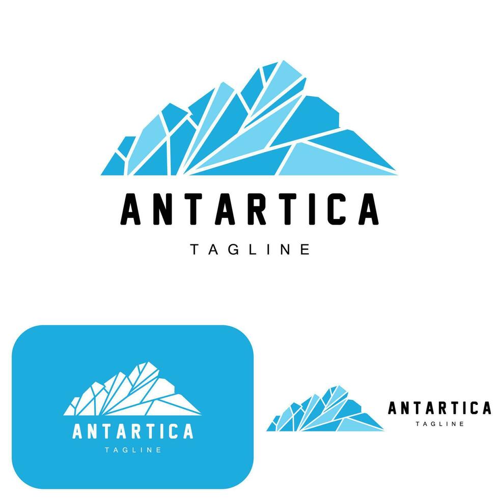 montaña logo, antártico iceberg logo diseño, naturaleza paisaje vector, producto marca ilustración icono vector