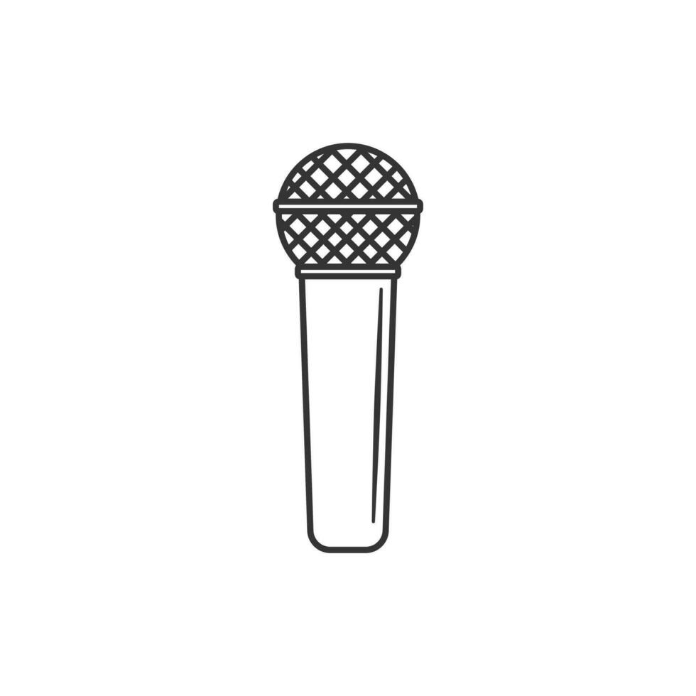 micrófono vector. contorno micrófono icono con en blanco antecedentes. icono para web diseño, aplicaciones, pegatina, bandera, póster, impresión uso y parte de logo. vector