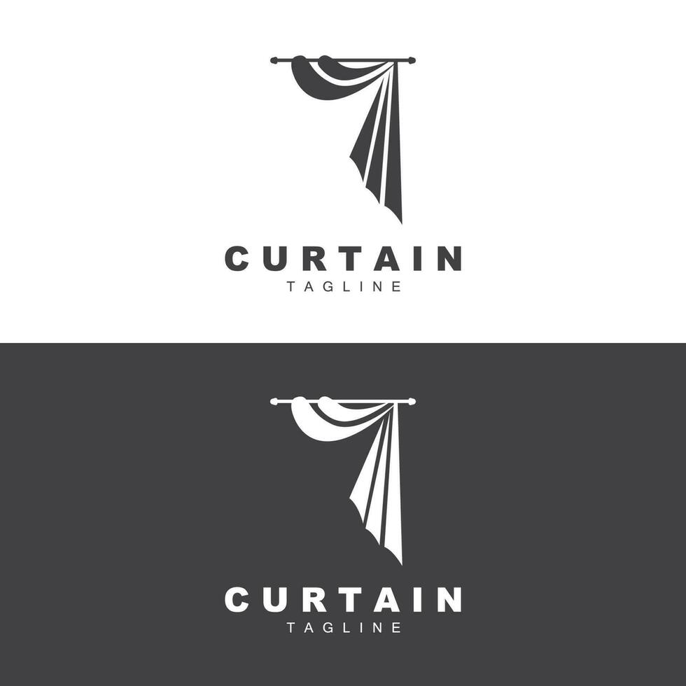 Home And Exhibition Curtain Logo Design, Building Decoration Vector Illustration