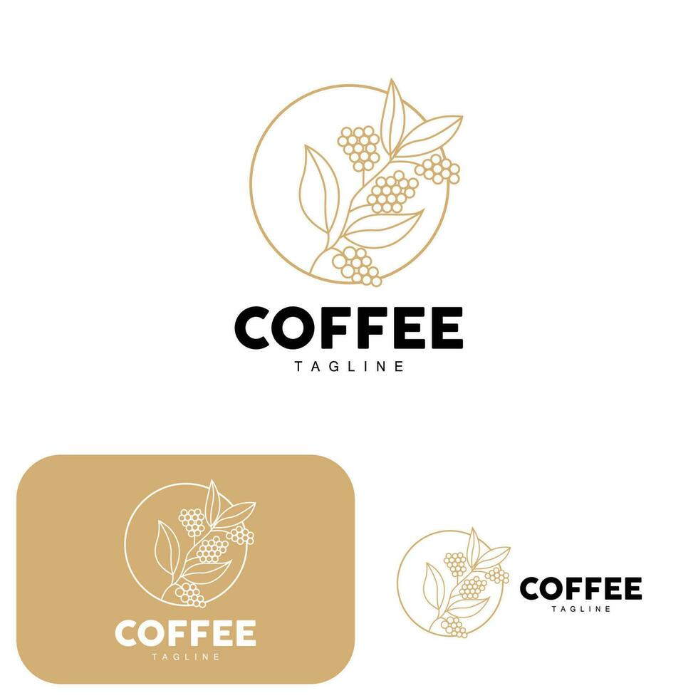 Coffee Logo, Coffee Tree Design, Cafe Drink Vector, Icon Brand Illustration Symbol vector