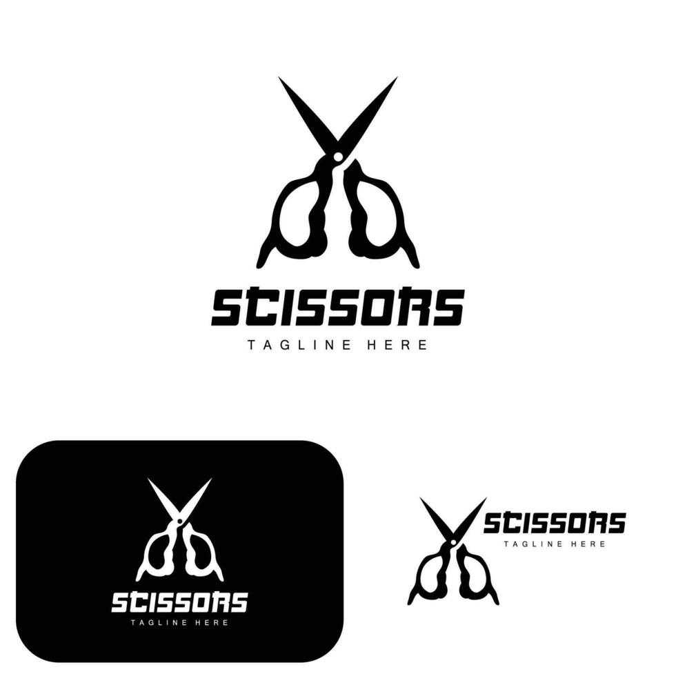 Scissors Logo, Cutting Tools Vector, Barbershop Razor Scissors Simple Design, Illustration Template Icon vector