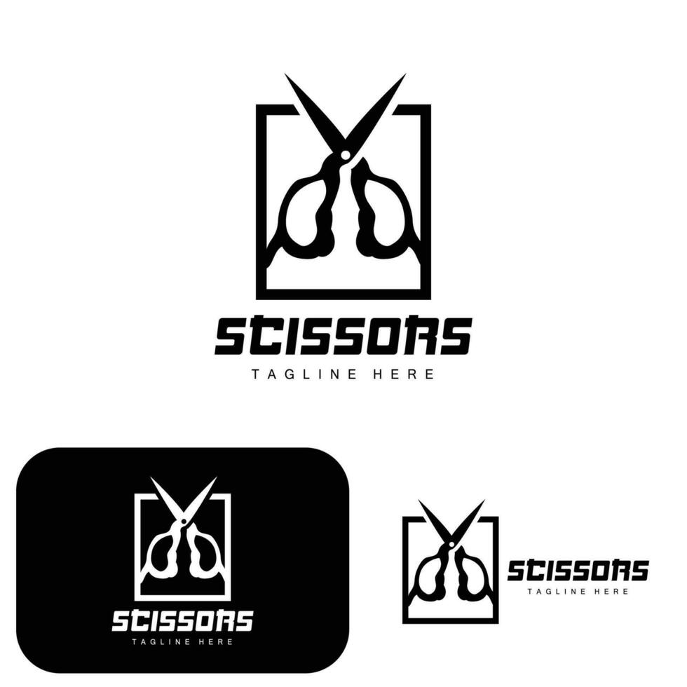 Scissors Logo, Cutting Tools Vector, Barbershop Razor Scissors Simple Design, Illustration Template Icon vector