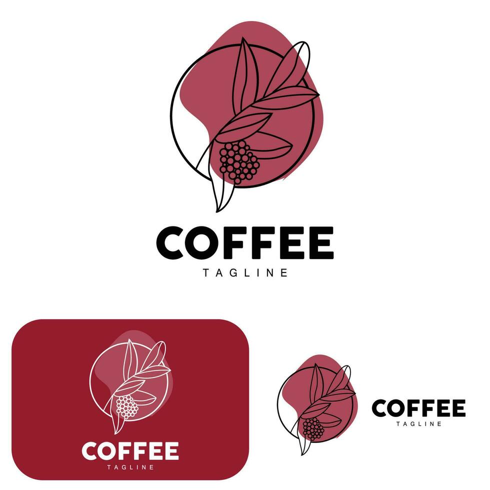 Coffee Logo, Coffee Tree Design, Cafe Drink Vector, Icon Brand Illustration Symbol vector