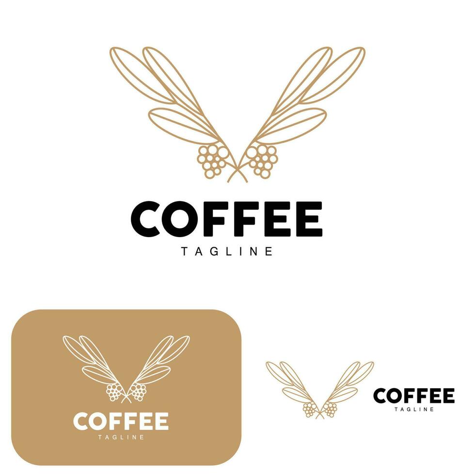 Coffee Logo, Coffee Tree Design, Cafe Drink Vector, Icon Brand Illustration Symbol vector