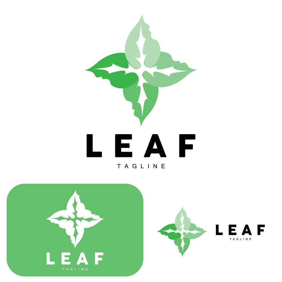 Green Leaf Logo, Ecology Natural Plant Vector, Nature Design, Illustration Template Icon vector