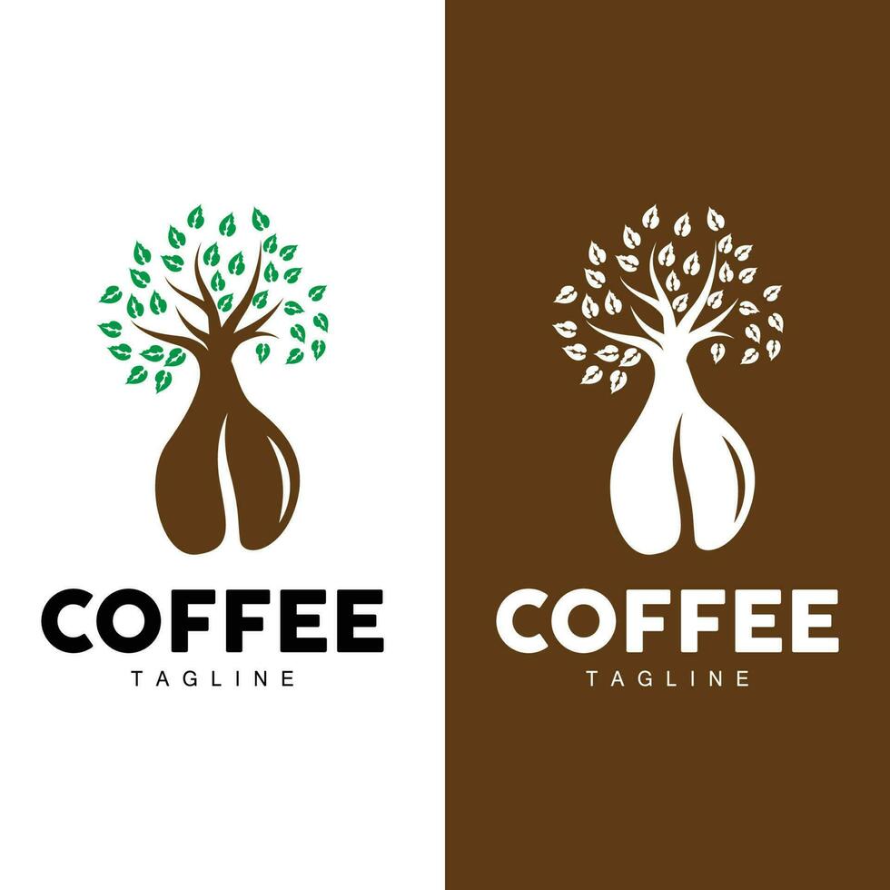 café logo, café árbol diseño, café bebida vector, icono marca ilustración símbolo vector