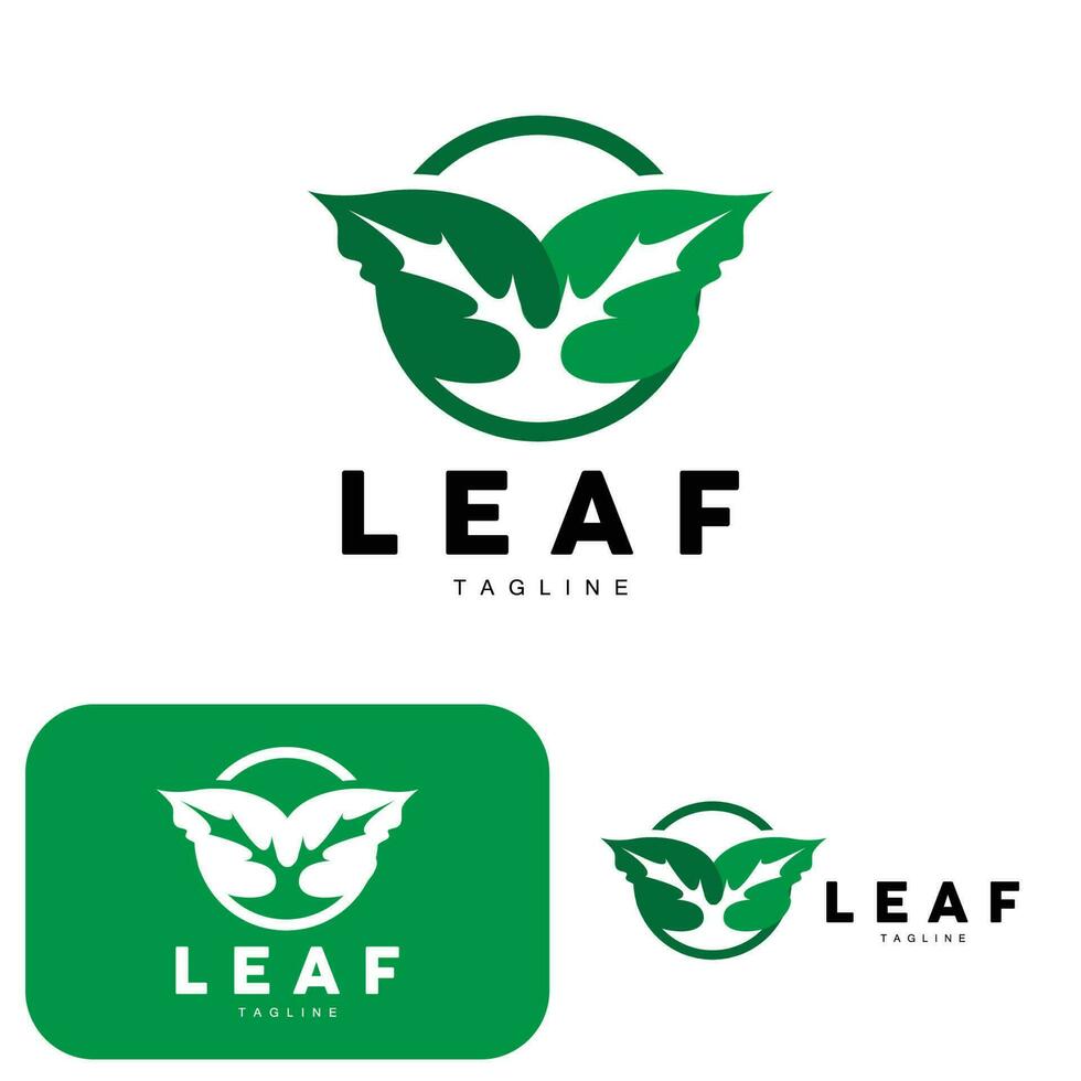 Green Leaf Logo, Ecology Natural Plant Vector, Nature Design, Illustration Template Icon vector