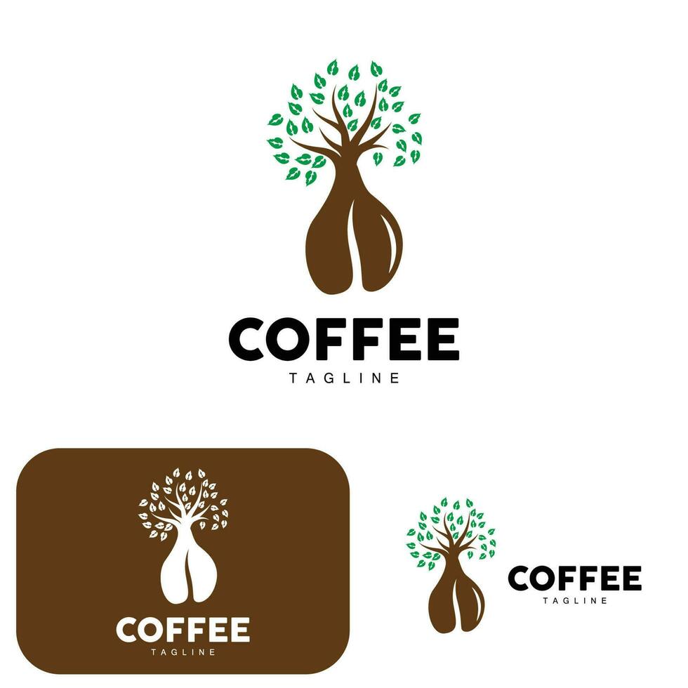 Coffee Logo, Coffee Tree Design, Cafe Drink Vector, Icon Brand Illustration Symbol vector