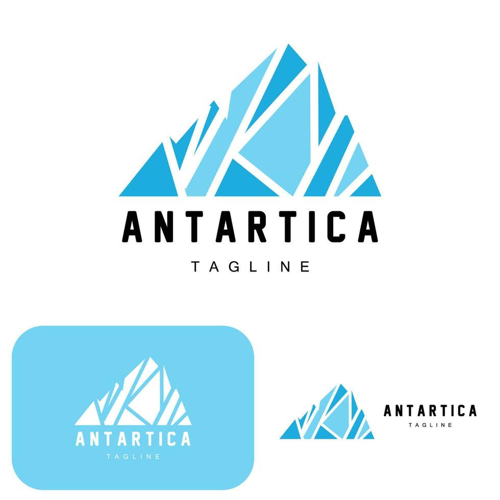 montaña logo, antártico iceberg logo diseño, naturaleza paisaje vector, producto marca ilustración icono vector