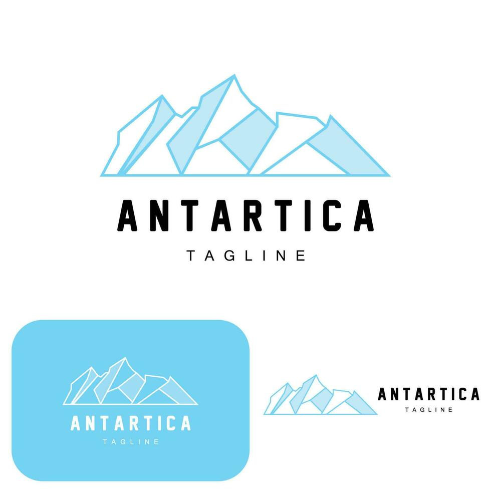 montaña logo, antártico iceberg logo diseño, naturaleza paisaje vector, producto marca ilustración icono vector