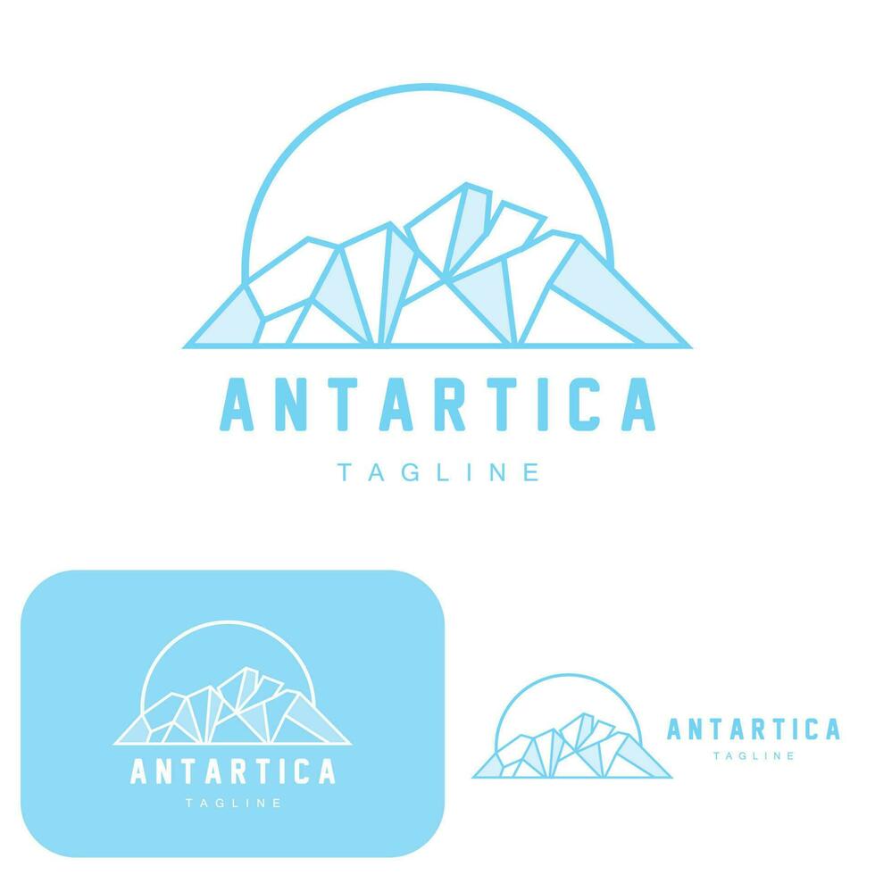 montaña logo, antártico iceberg logo diseño, naturaleza paisaje vector, producto marca ilustración icono vector