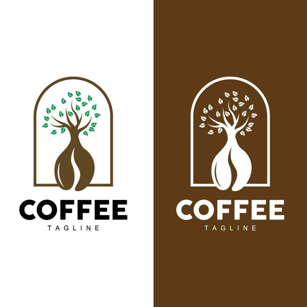 Coffee Logo, Coffee Tree Design, Cafe Drink Vector, Icon Brand Illustration Symbol vector