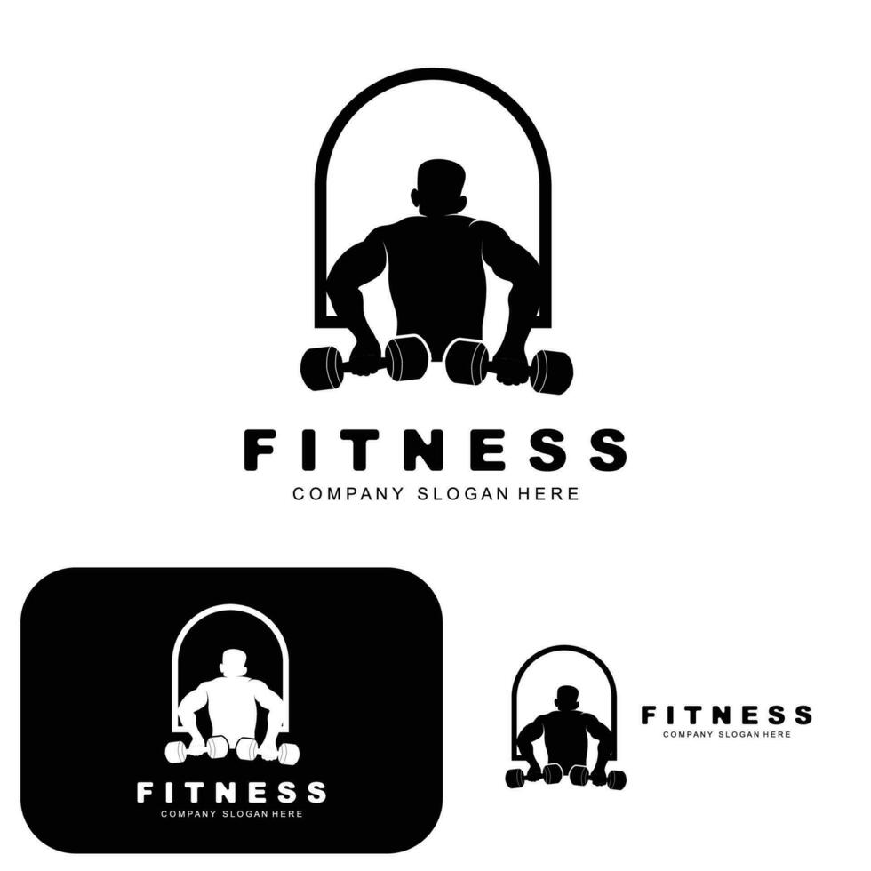 Gym Logo, Fitness Logo Vector, Design Suitable For Fitness, Sports Equipment, Body Health, Body Supplement Product Brands vector