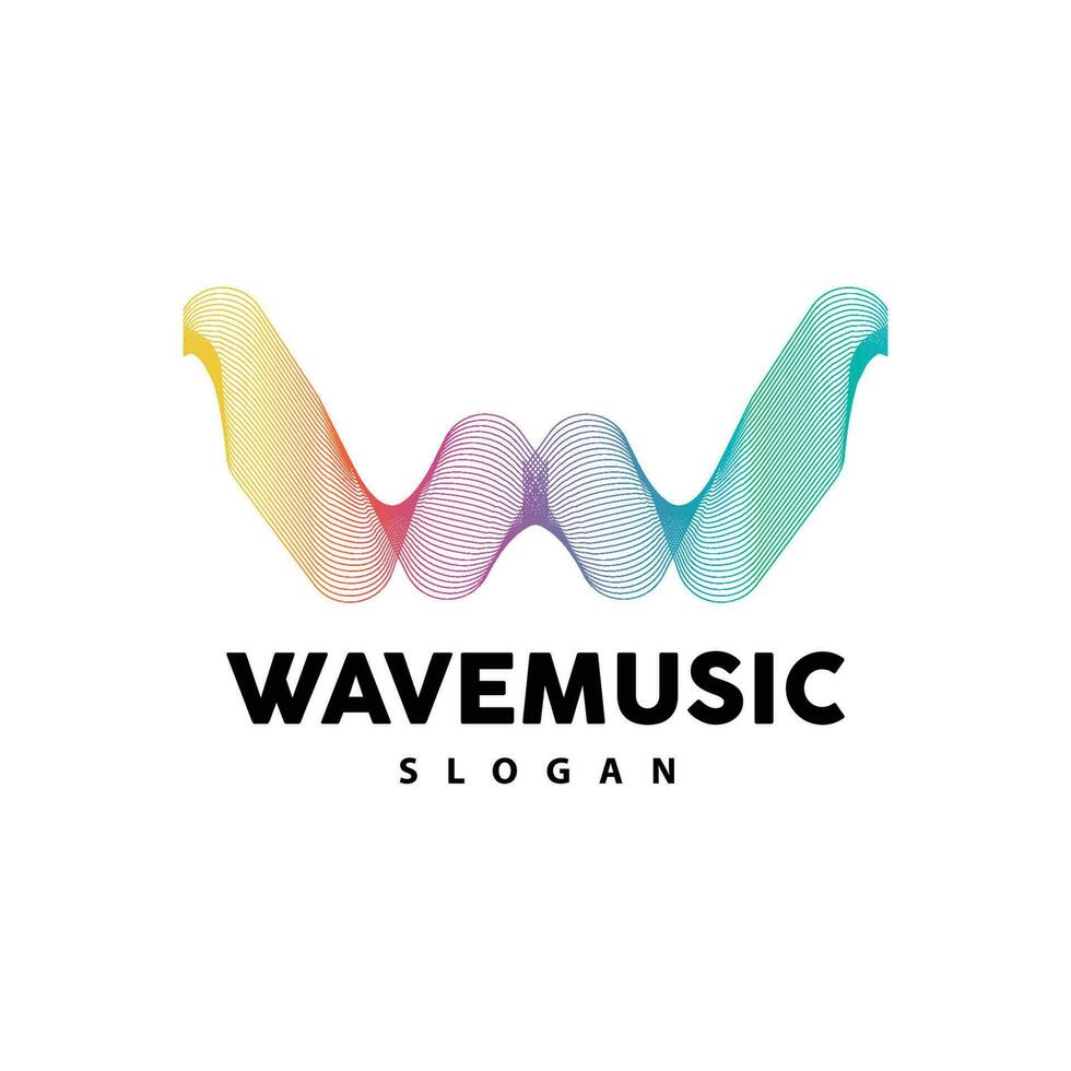 Music Wave Logo, Simple Elegant Gradient Line Design, Music Equalizer Vector, Symbol Template Icon vector