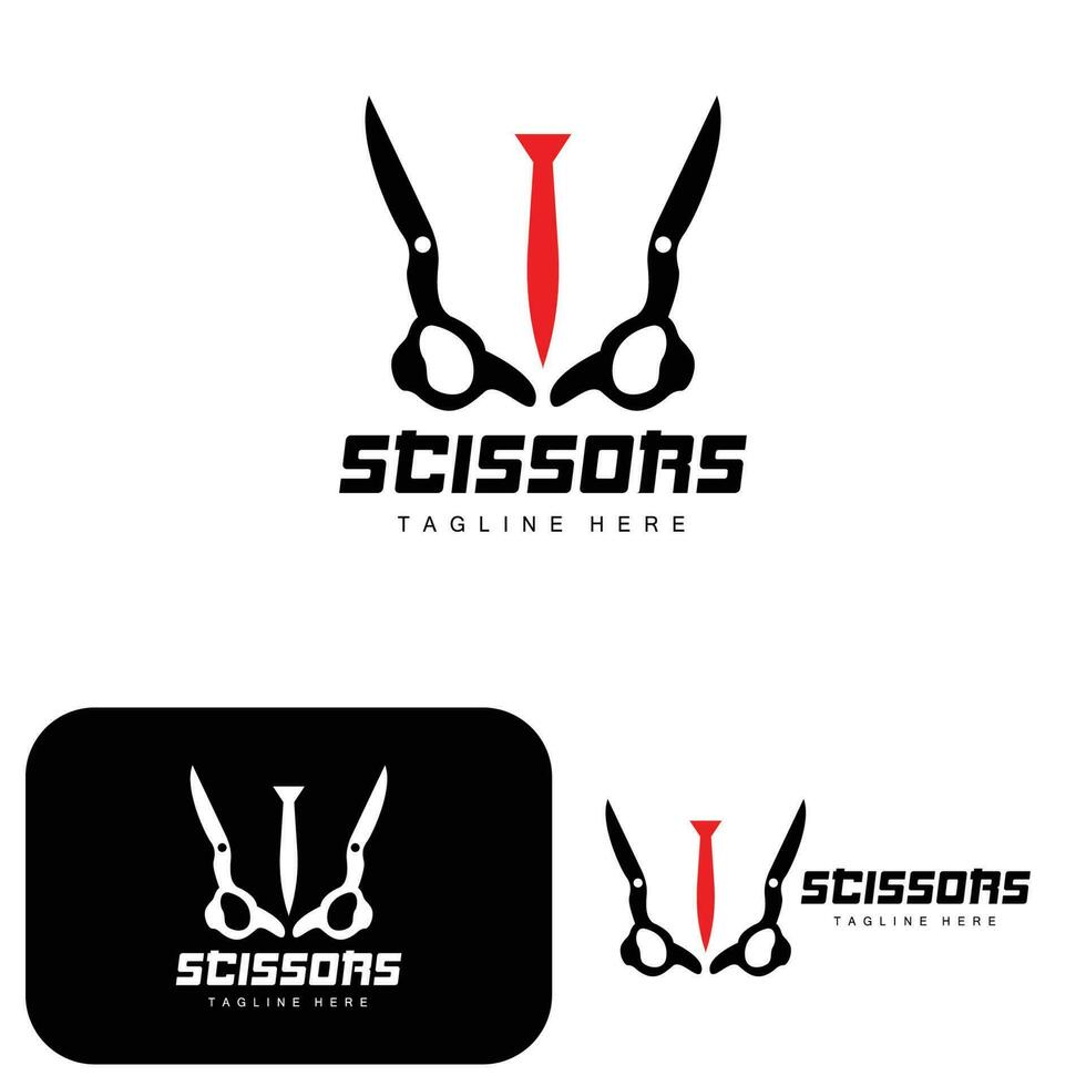 Scissors Logo, Cutting Tools Vector, Barbershop Razor Scissors Simple Design, Illustration Template Icon vector