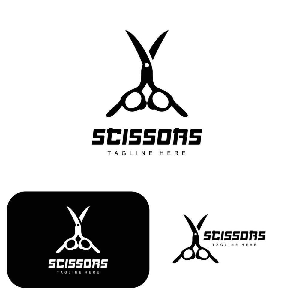 Scissors Logo, Cutting Tools Vector, Barbershop Razor Scissors Simple Design, Illustration Template Icon vector