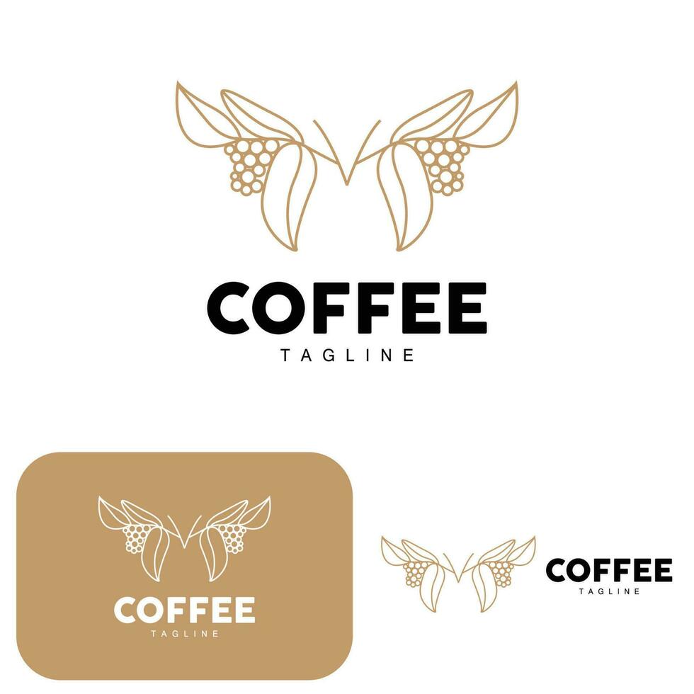 Coffee Logo, Coffee Tree Design, Cafe Drink Vector, Icon Brand Illustration Symbol vector