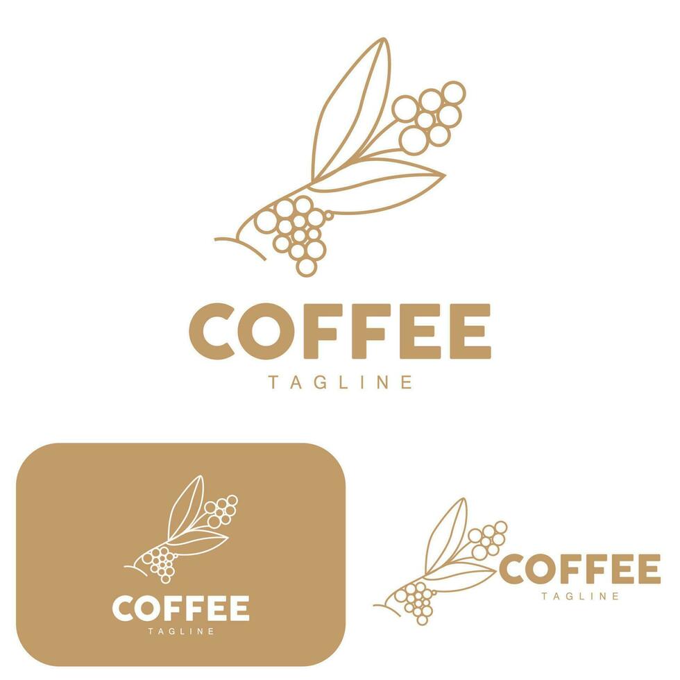 Coffee Logo, Coffee Tree Design, Cafe Drink Vector, Icon Brand Illustration Symbol vector