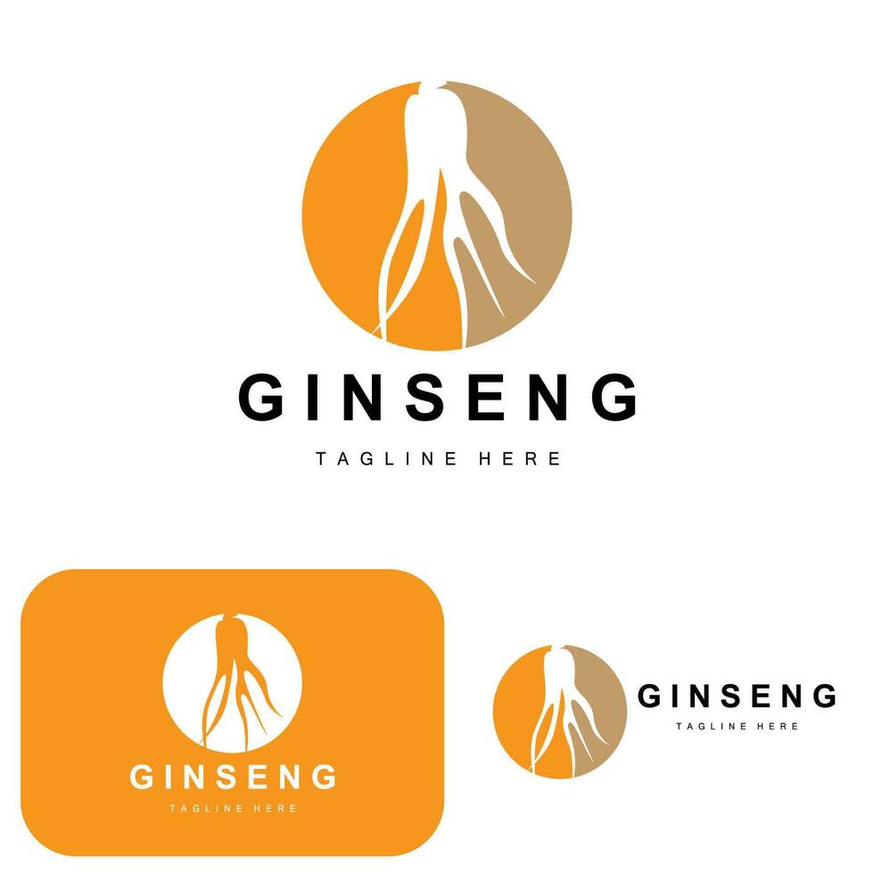 Ginseng Logo, Herbal Plant Vector, Natural Herbal Medicine, Ginseng Herbal Drink Icon vector
