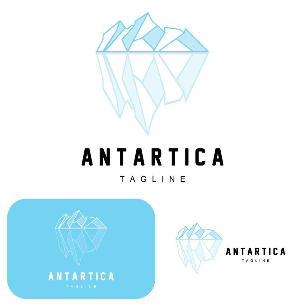 montaña logo, antártico iceberg logo diseño, naturaleza paisaje vector, producto marca ilustración icono vector