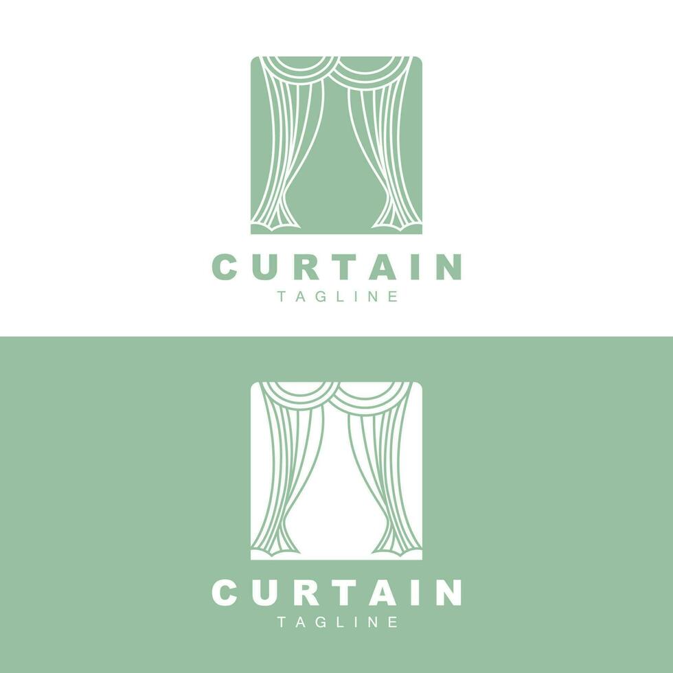 Home And Exhibition Curtain Logo Design, Building Decoration Vector Illustration